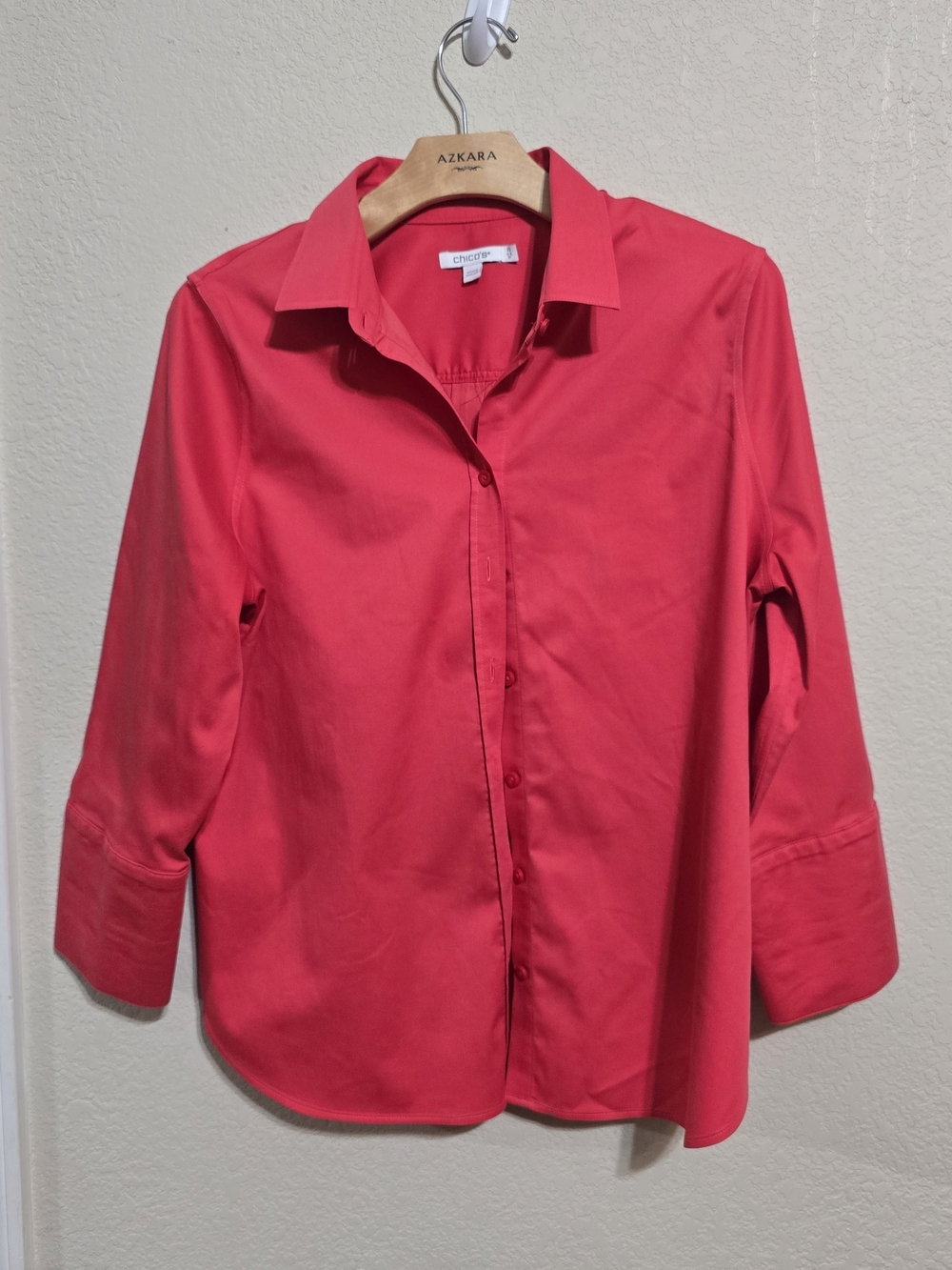 Chico's Vibrant Red Button-Down Shirt